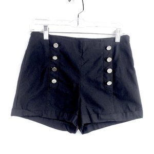 Guess Black Shorts with Gold Button Embellishments